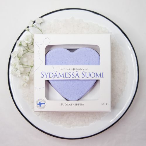 Sydämessä Suomi, lila saippua,niittykukkien vieno tuoksu